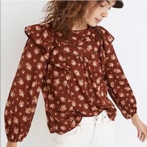 Madewell Ladder-Trim Ruffle Top Homestead Bouquet (XS)